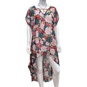 Cha Cha Vente Sheer Overlay Hi-Low Dress Size Large